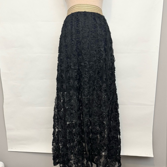 Anthropologie Ryu Floral Black Lace Layered Skirt medium - Picture 5 of 5